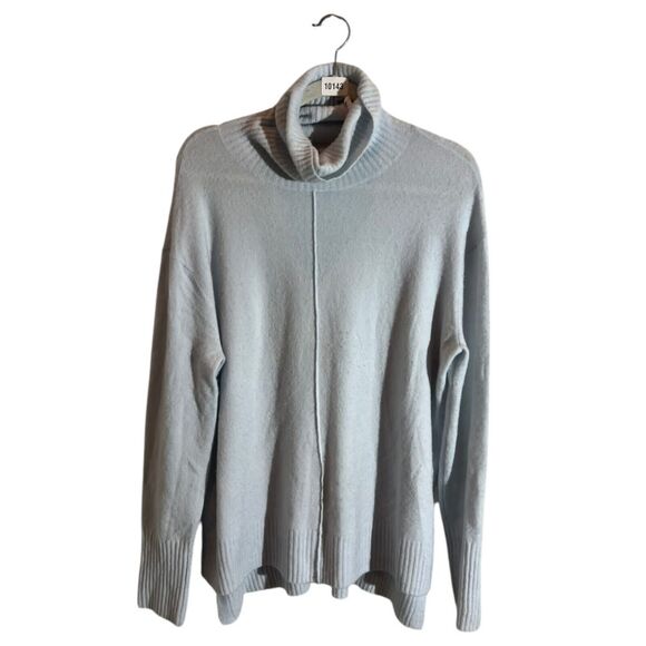 Athleta Merino Wool Blend Transit Turtleneck Sweater Oversized Light Blue Sz M - Picture 1 of 7